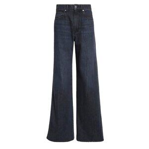 NWT Veronica Beard Taylor in Ash Onyx Mid Rise Raw Hem Wide-Leg Jeans 31